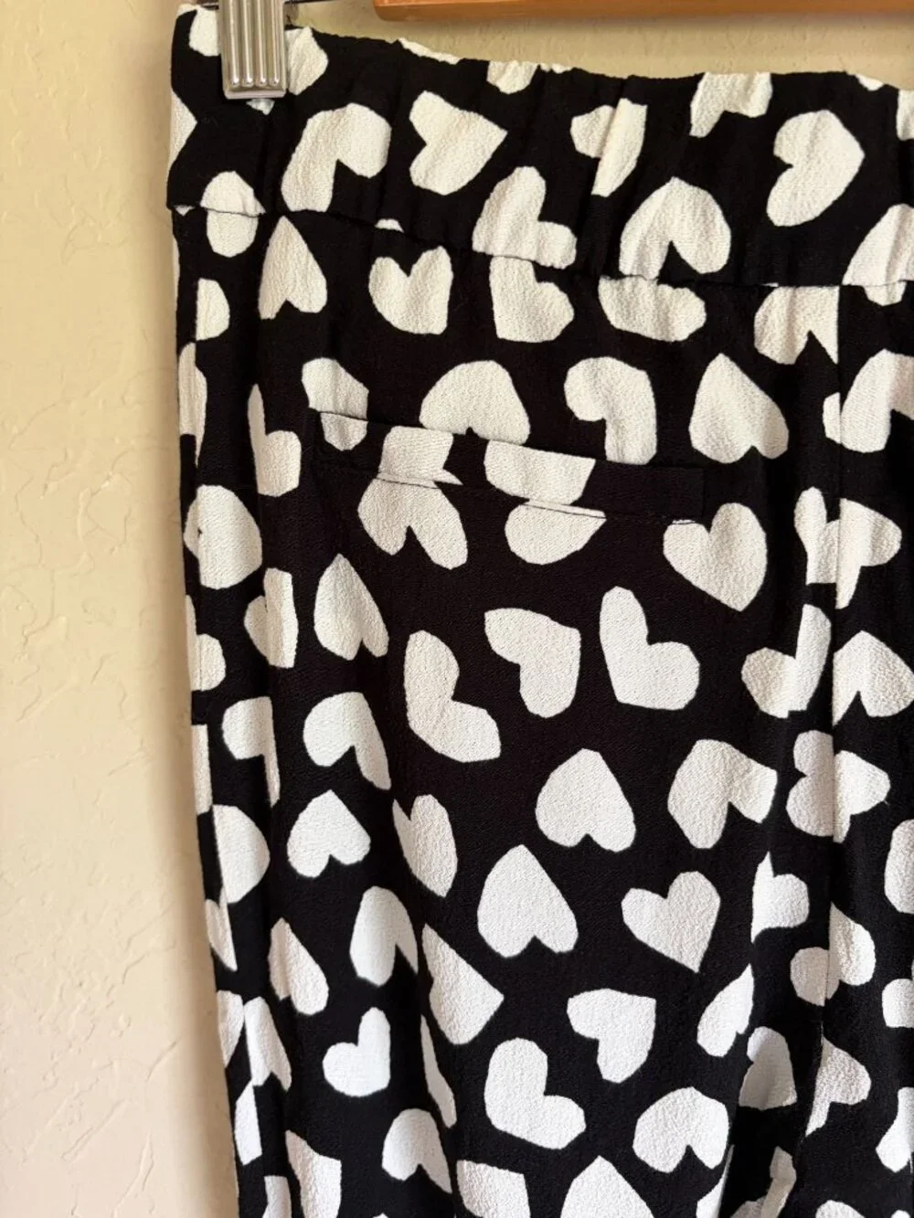 Kate Spade Black White Dancing Heart Ria Size 0 Heart Printed Pants Drawstring C